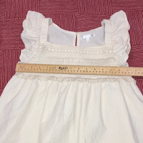 Tahari Girl size 12 yrs lovely Ruffled Kids Blouse top cream / off white cotton - Picture 8 of 12